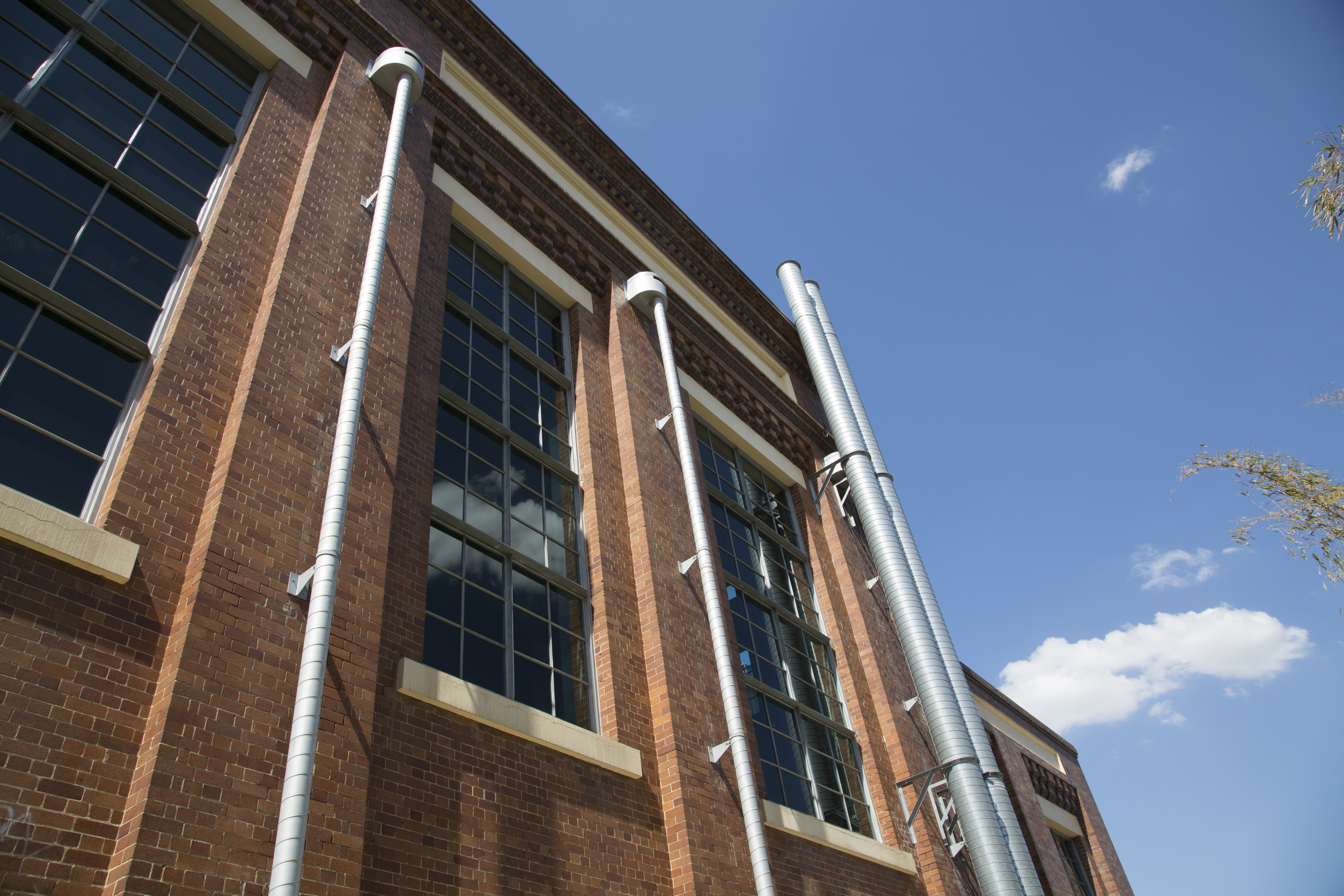 This is an image of the windows of New Farm Powerhouse